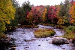 Beeindruckendes Farbenspiel der Laubwälder beim sogenannten „Indian Summer“ im Adirondack State Park.