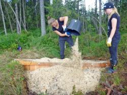 Nahe der tschechischen Grenze halfen die Jugendlichen bei der Renaturierung eines einst trocken gelegten Moores.  (Foto: Claudia Schmidt/Nationalpark Bayerischer Wald)