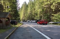 Einige Nationalparkbesucher weichen bei vollen Parkplätzen auf nicht ordnungsgemäße Parkflächen aus. Nicht selten werden dabei Rettungswege oder Buszufahrten blockiert. (Foto: Florian Porst/Nationalpark Bayerischer Wald)